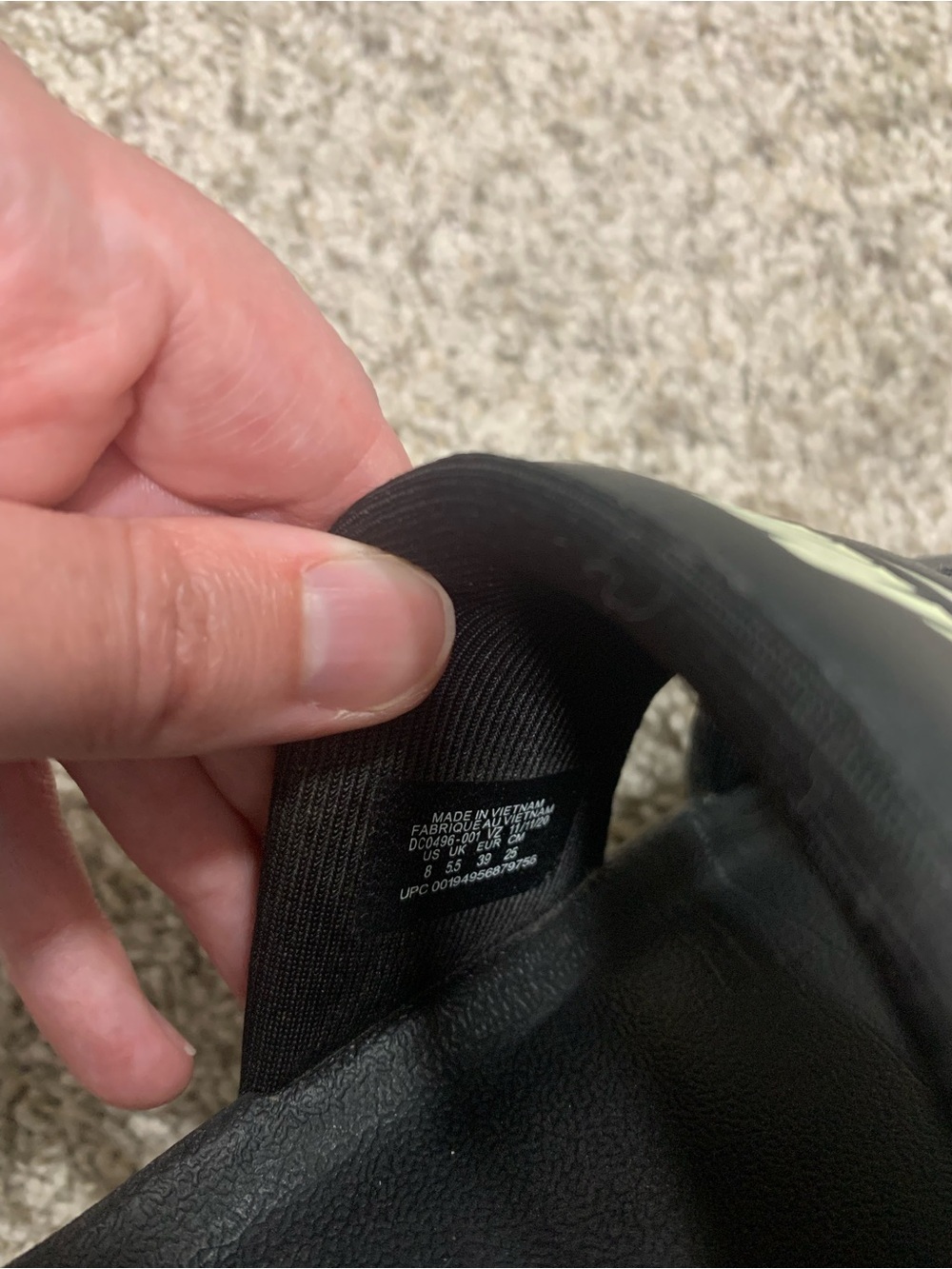 Nike Black Slides with Pale Yellow Swoosh - Picture 3 of 3